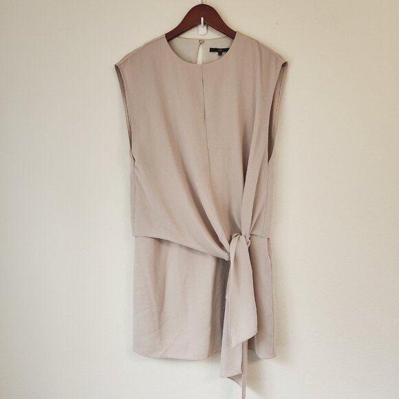 Tibi Savanna Double Layer Tie Front Dress Blush Cream Color Sz 6 TriacetateBlend - Picture 2 of 16